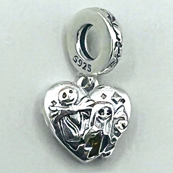 Nightmare Before Christmas S925 Charm Jack & Sally ♥️ Locket Slider Charm NWOT - Picture 1 of 7